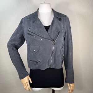 BlankNYC Faux Suede Leather Cropped Moto Biker Jacket Size Small EUC Like New